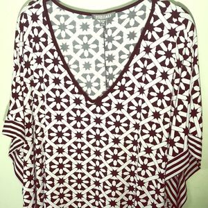 Roz&Ali black/white geometric print 2x top